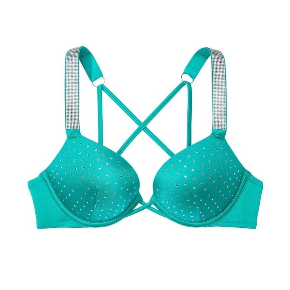 New! Victoria’s Secret bombshell shine strap rhinestone bikini top 4564